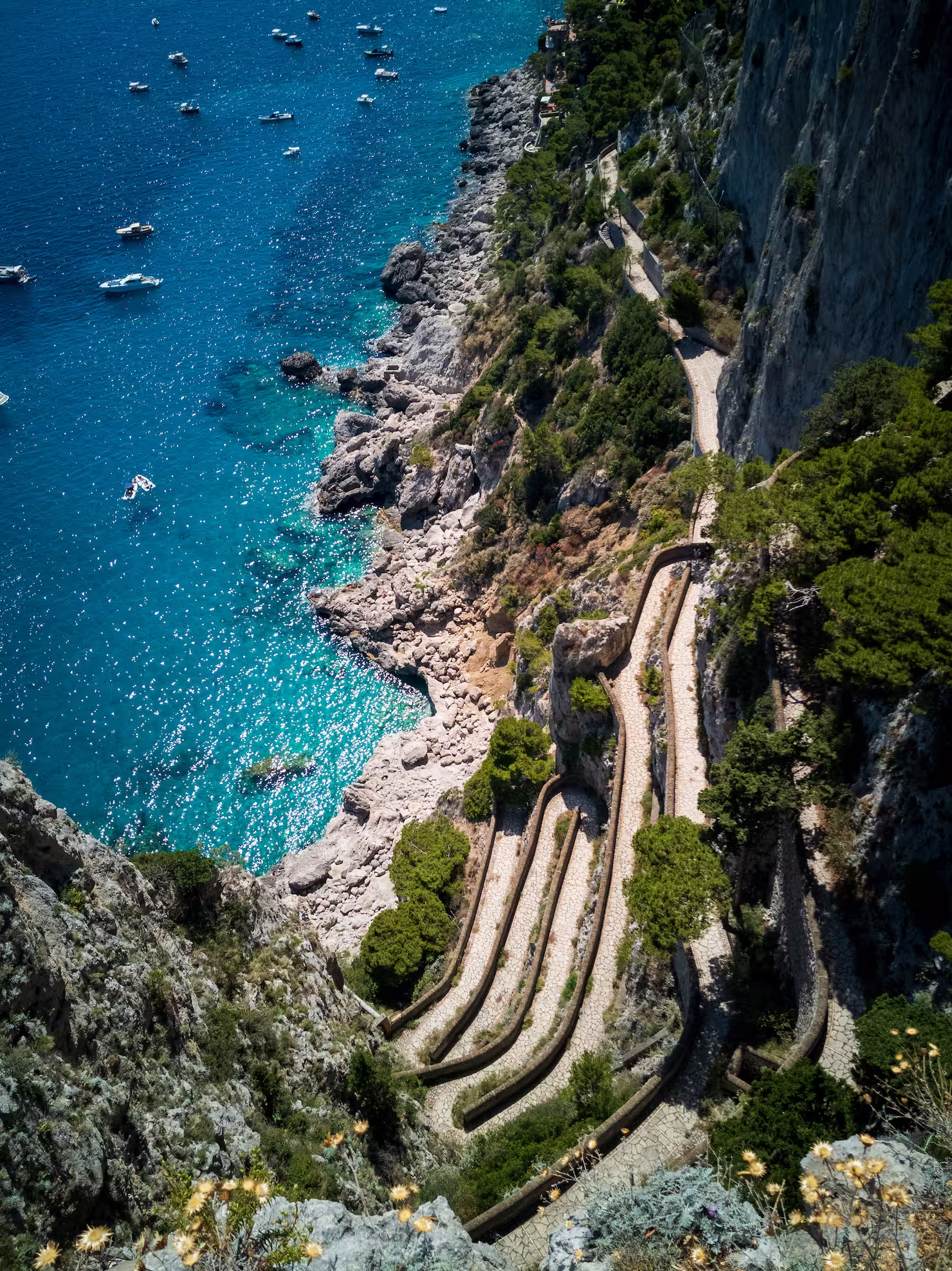 Aerial drone view of Capri's coastline